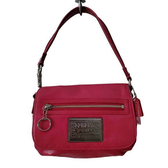 Coach Handbags - Coach Poppy Pink Leather Shoulder Bag Handbag Pocketbook Purse Size Small